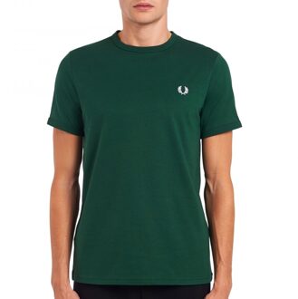 Fred Perry Ringer T-shirt - Mannen - donkergroen - wit
