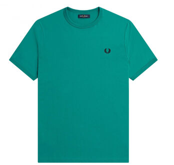 Fred Perry Ringer T-Shirt - Mintkleurig T-Shirt Groen - S