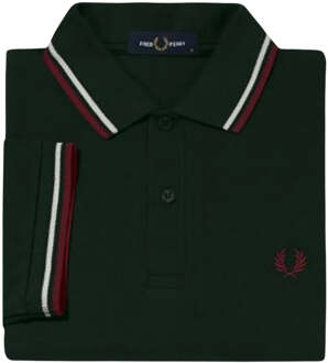 Fred Perry rood/wit twin getipt donkergroen poloshirt