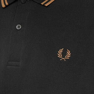 Fred Perry Shaded Stone Twin Tipped Collar Zwart poloshirt met lange mouwen