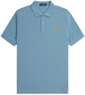 Fred Perry Slim Fit Plain Polo in Ash Blue/Golden Hour Fred Perry , Blue , Heren - 2Xl,Xl,L