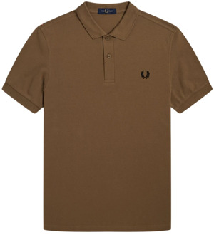 Fred Perry Slim Fit Plain Polo in Shaded Stone/Black Fred Perry , Brown , Heren - L,Xs,3Xs,4Xs,2Xs