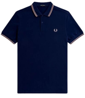 Fred Perry Slim Fit Twin Tipped Polo in Blauw Roze Fred Perry , Blue , Heren - Xl,L