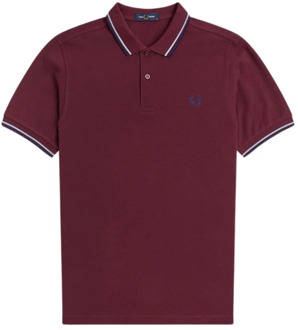 Fred Perry Slim Fit Twin Tipped Polo in Glacier Carbon Blue Fred Perry , Red , Heren - M