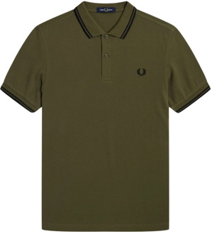 Fred Perry Slim Fit Twin Tipped Polo in Uniform Groen/Zwart Fred Perry , Green , Heren - Xl,M