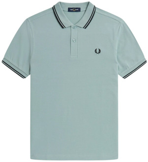 Fred Perry Slim Fit Twin Tipped Polo in Zilverblauw/Zwart Fred Perry , Blue , Heren - Xl,L,M