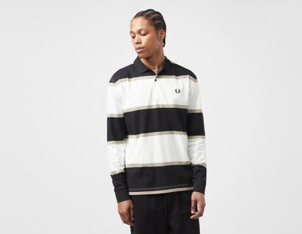 Fred Perry Stripe Rugby Polo Shirt, Black - L