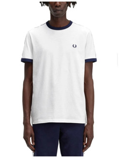 Fred Perry Taped Ringer Shirt Heren wit - navy - L