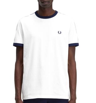 Fred Perry Taped Ringer Shirt Heren wit - navy - M