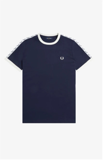 Fred Perry Taped Ringer T-Shirt Carbon Blue Fred Perry , Blue , Heren - 2Xl,Xl,L,M,3Xl