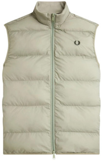 Fred Perry Thermisch Gevoerd Nylon Mouwloos Vest Fred Perry , Beige , Heren - L,M