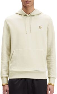 Fred Perry Tipped Hooded Sweatshirt - Beige Hoodie - M