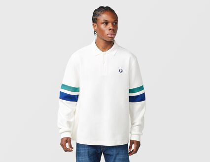 Fred Perry Tipped Sleeve Collared Sweatshirt, wit - XL