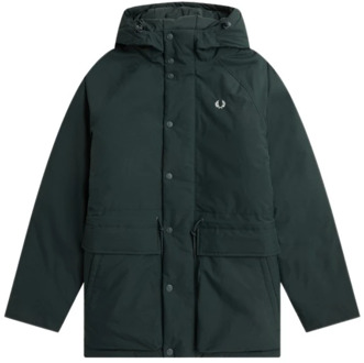 Fred Perry Twill Fullzip Jas met Capuchon Fred Perry , Green , Heren - L