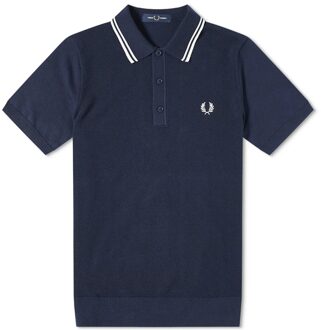 Fred Perry Twin Tipped Knitted Shirt - Blauw Poloshirt - L