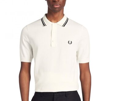 Fred Perry Twin Tipped Knitted Shirt - Poloshirt Heren Wit