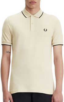 Fred Perry Twin Tipped Polo Heren beige - zwart - wit - 3XL