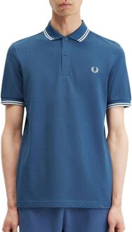 Fred Perry Twin Tipped Polo Heren blauw - wit - L