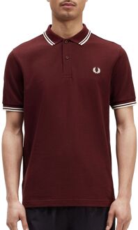 Fred Perry Twin Tipped Polo Heren donkerrood - wit - S