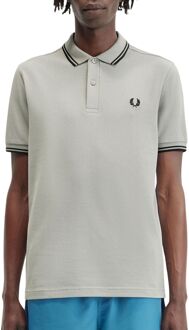 Fred Perry Twin Tipped Polo Heren lichtgrijs - zwart - M