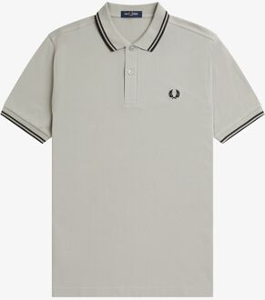 Fred Perry Twin Tipped Polo Heren lichtgrijs - zwart - M