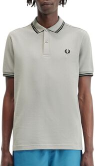 Fred Perry Twin Tipped Polo Heren lichtgrijs - zwart - XL