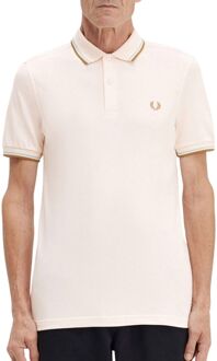 Fred Perry Twin Tipped Polo Heren lichtroze - bruin - S