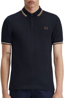 Fred Perry Twin Tipped Polo Heren navy - wit - bruin - M