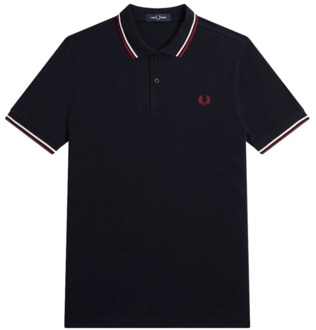 Fred Perry Twin Tipped Polo Heren navy - wit - rood - XL