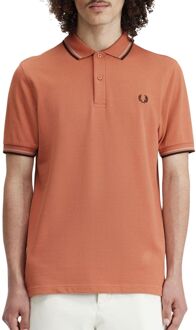 Fred Perry Twin Tipped Polo Heren oranje - donkergroen - S