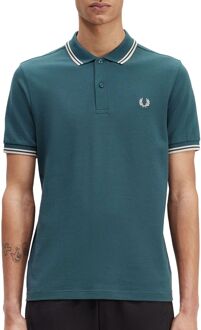 Fred Perry Twin Tipped Polo Heren petrol blauw - wit - 3XL