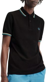 Fred Perry Twin Tipped Polo Heren zwart - blauw - lichtgeel - M