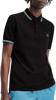 Fred Perry Twin Tipped Polo Heren zwart - blauw - lichtgeel - M