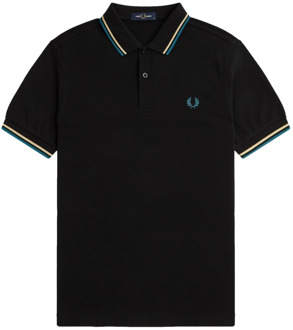 Fred Perry Twin Tipped Polo Heren zwart - blauw - lichtgeel