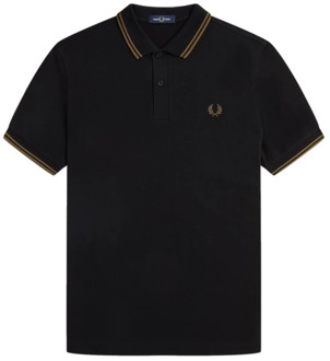 Fred Perry Twin Tipped Polo Heren zwart - bruin - M