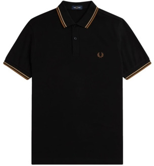 Fred Perry Twin Tipped Polo Heren zwart - bruin - S