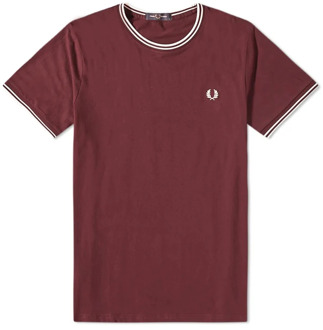 Fred Perry Twin Tipped Ronde Hals T-Shirt Fred Perry , Red , Heren - 2Xl,Xl,L,M