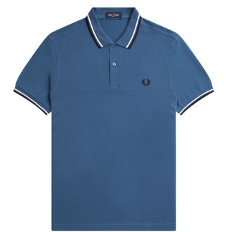 Fred Perry Twin Tipped Shirt - Blauwe Herenpolo Katoen - 3XL