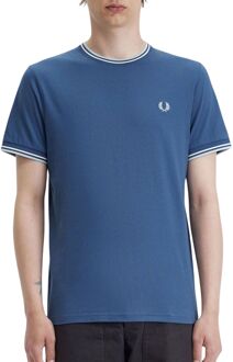 Fred Perry Twin Tipped Shirt Heren blauw - wit - L