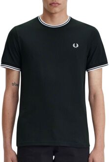 Fred Perry Twin Tipped Shirt Heren donkergroen - wit - L