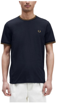 Fred Perry Twin Tipped Shirt Heren navy - bruin - XL