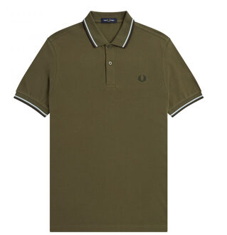 Fred Perry Twin Tipped Shirt - Legergroene Polo - M