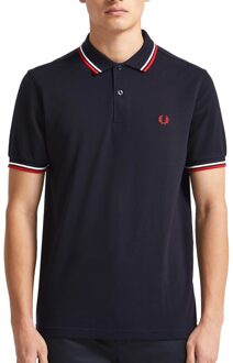 Fred Perry Twin Tipped Shirt - Navy/Rood/Wit - Heren - maat  S