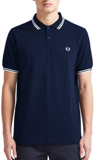 Fred Perry Twin Tipped Shirt - Navy/Wit - Heren - maat  S