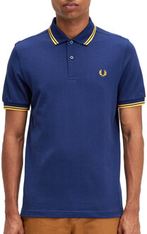 Fred Perry Twin Tipped Shirt - Polo met Gele Bies Navy