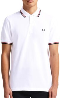Fred Perry Twin Tipped Shirt - Wit/Blauw/Rood - Heren - maat  M