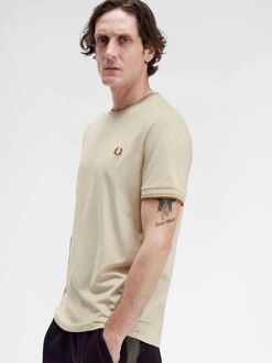 Fred Perry Twin Tipped T-shirt Beige Z53 - L,M,S,XL,XXL