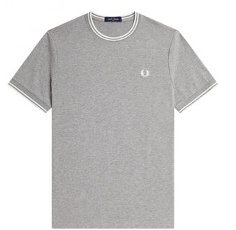 Fred Perry Twin Tipped T-shirt Heren grijs - wit - L