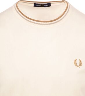 Fred Perry Twin Tipped T-shirt Off White Wit - L,M,S,XL,XXL