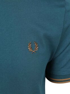 Fred Perry Twin Tipped T-shirt Petrol Donkergroen - L,M,S,XL,XXL